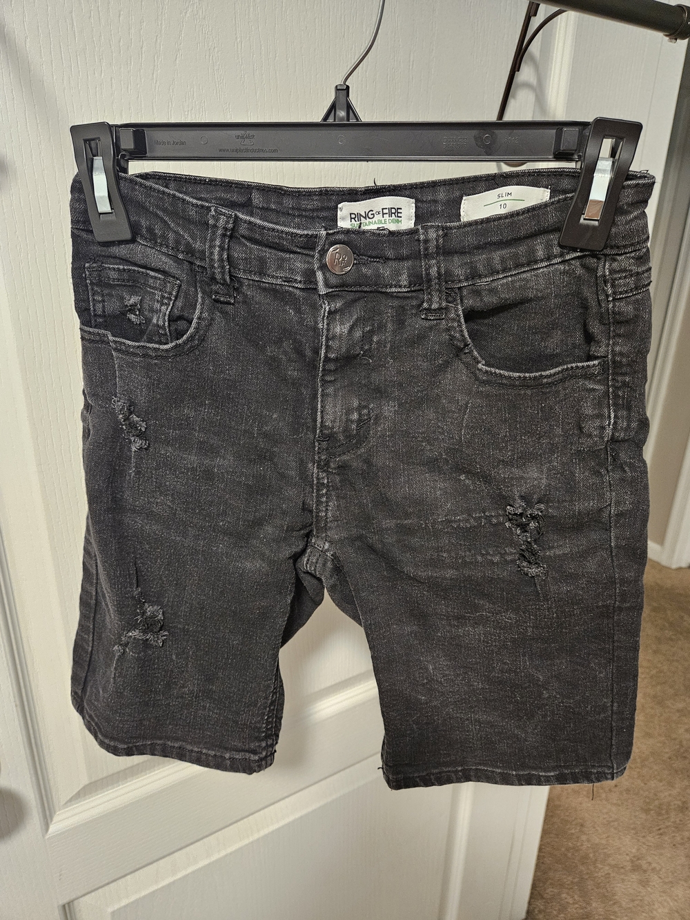 Ring of Fire Boys Black Distressed Denim Shorts